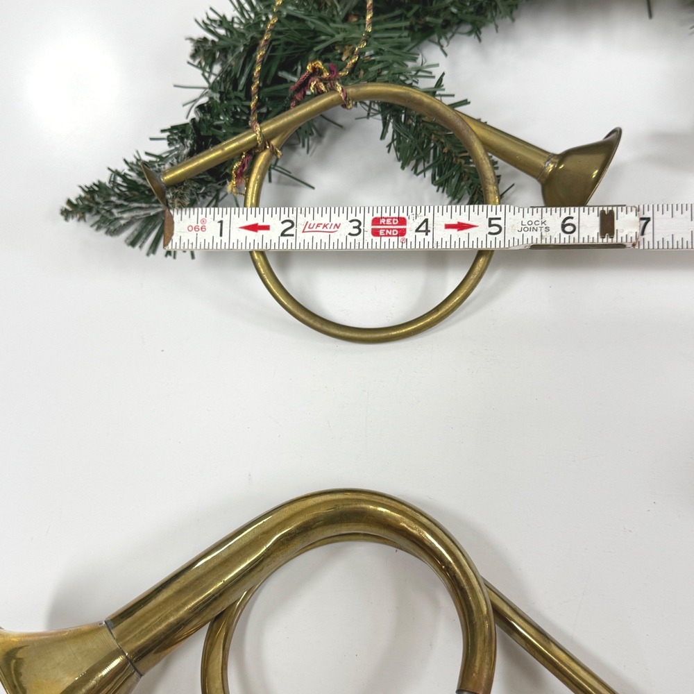 Set of 4 Vintage Brass French Horn Christmas Ornaments- Wreath decor - Picture 8 of 9